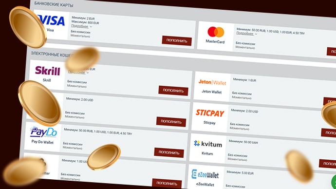 Платежные системы казино для депозита. 